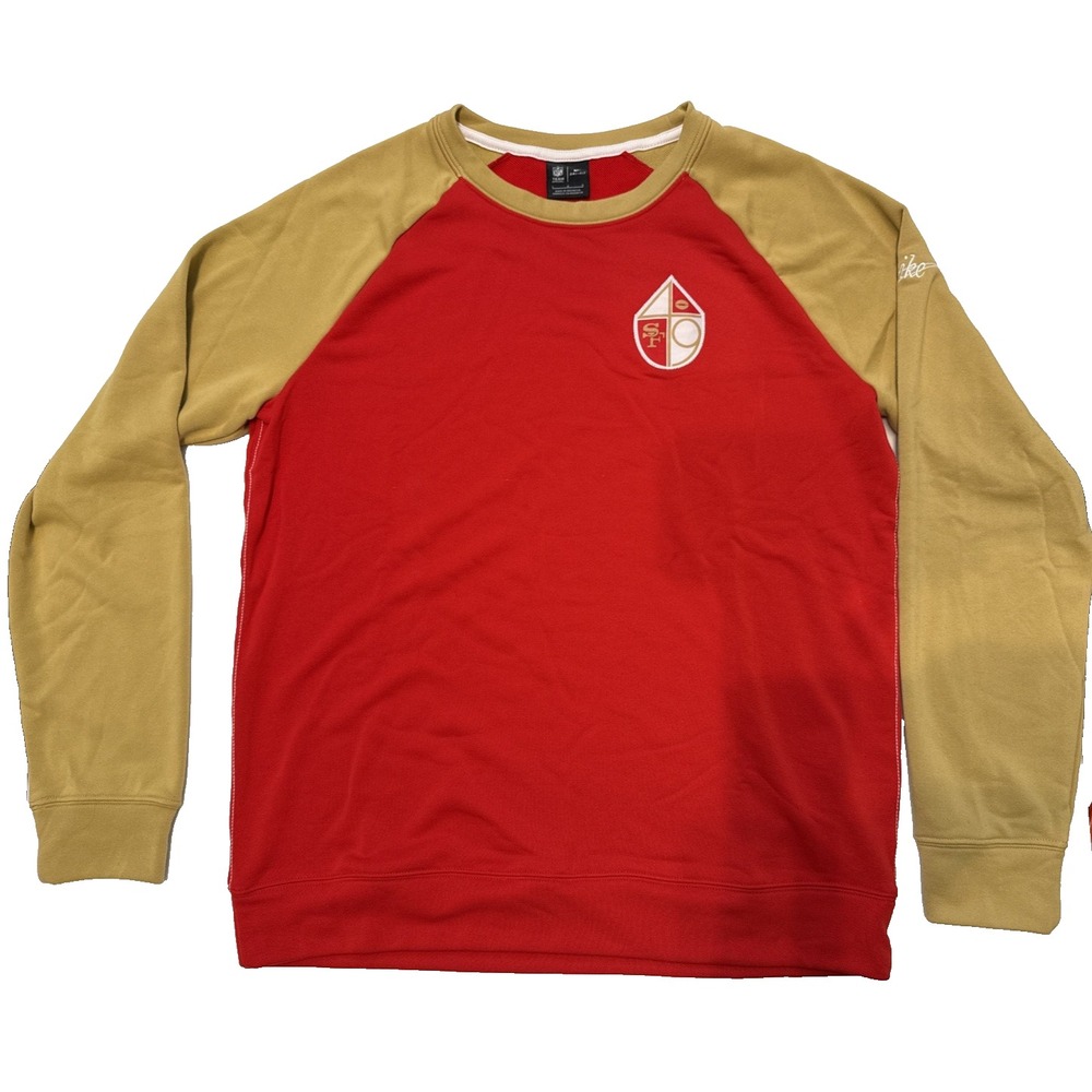 NFL San Francisco 49ers Nike Dri-Fit Long Sleeve Sweat Shirt Red & Tan L